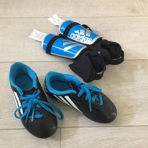 Adidas Soccer Cleats Size 11K and Shin Guards M